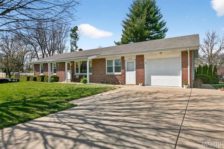 This 1963 home has had a Homeowner who took incredible care of this home.  You arrive to home located on a quiet cul-de-sac,  no through traffic, a double wide driveway, pull in your oversized 1 Car garage for the Handy person who enjoys a great work station and storage for the Home projects.  You walk in the side door after a long day to your family room area with new luxury vinyl flooring,  step up into your eat in kitchen that was updated  with white cabinets and All white appliances from the 1960's cabinets   It is a eat in kitchen with plenty of room for the family to enjoy their meals.  Their is a opening to the from living room that could double as a formal dinning room, or even a 4th bedroom as the previous owners used it for.  You will find the home in all the main living areas had beautiful hardwood floors, and wood work throughout the home.  You will find the hall bath has been updated with a walk in tub, was previously updated.   The 2nd and 3rd bedroom are both located in the front of the home.  Across the hall you have the Master Bedroom  with a window that overlooks the beautiful back yard,  The master has a 1/2 bath  for Mom & Dads privacy.  All windows have been replaced with vinyl double pane windows, another item the Sellers took care of for the future owners.   In the lower level is an Open Walk Out basement unfinished with lots of Potential for a family room, additional bedroom, your laundry area is located in the lower level.  You walk out onto a Beautiful paver patio for the family to enjoy for cook outs , entertaining or just a quiet evening out back.  This home has a large Lucious green unfenced yard, and a Shed.   Close to HWY 94 & 364,  shopping, schools,  & parks.    Call today to Schedule your viewing!