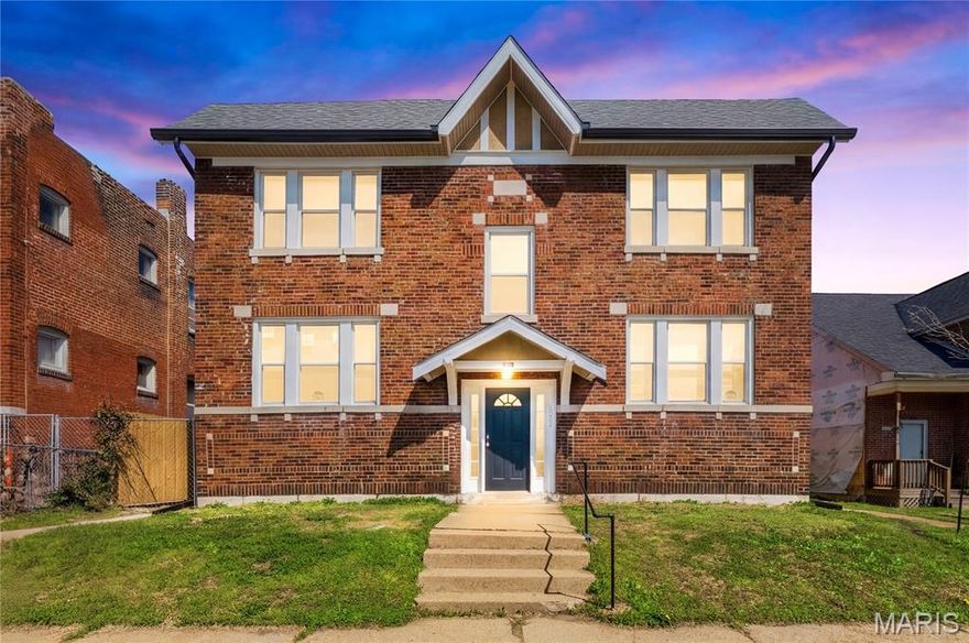 Investors.... Check out this 4-family in north city close to Ranken Tech, across the street from a church, only minutes from the hospital corridor, central west end, Forest Park and downtown. Freshly rehabbed and ready for renters. New roof, newer electric and plumbing, refinished hardwood floors, modern paint colors, new fence in the back yard.  Each unit is 1 bedroom and 1 bath, eat-in kitchen, high ceilings, large rooms previously used for dining room and a large living room. This property is ready for renters ... maybe you want to owner occupy and rent the other 3 units. The units are being offered for rent. Professional pictures available soon. Floor plan and virtual tour here: https://www.homes.com/property/4643-evans-ave-saint-louis-mo/sll2p66md8cpx/