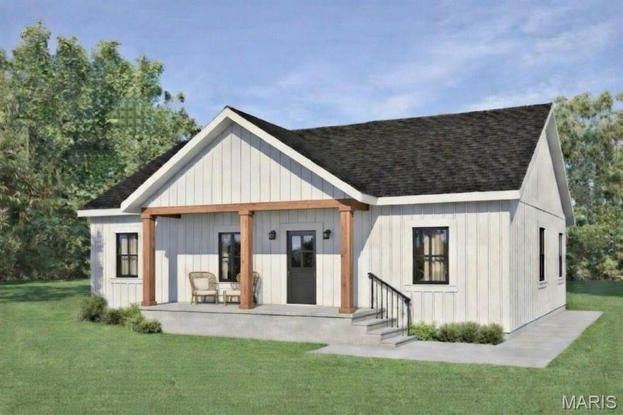 Welcome to this 1,408 sq ft new construction home with an open concept living and a desirable split 3 bedroom, 2 bathroom floor plan. With everything conveniently located on the main floor, this home offers comfort, style, and easy accessibility throughout. Step in from the covered front porch to a spacious living room featuring a vaulted ceiling, perfect for gathering with family and entertaining guests. The open layout flows seamlessly into the kitchen, complete with a center island, dining area, brand new stainless steel appliances, and luxury vinyl plank flooring throughout. From the dining area, step outside to the back patio, ideal for outdoor entertaining and relaxing evenings. The primary suite offers a walk-in closet and a private full bathroom with a double vanity. Additional highlights include a convenient main floor laundry room with its own exterior entrance. This is your opportunity to own a brand new, aesthetically pleasing home in a wonderful community. Enjoy all the fantastic amenities that Peaceful Valley Lake has to offer, including pool, a tennis court, clubhouse, playground, picnic areas, a beach and swim area, and boating on the beautiful 175+ acre lake. Schedule your showing today! *Pictures are not of the exact home.