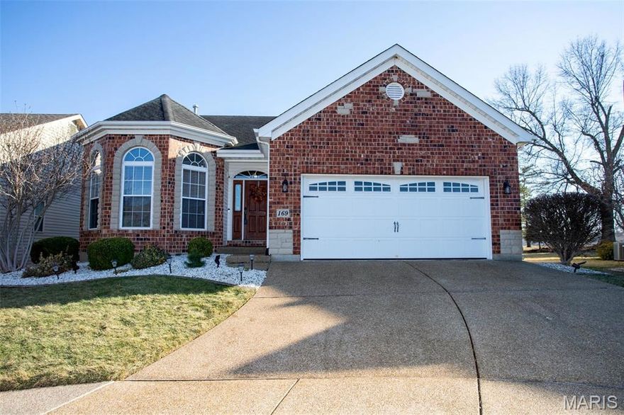 Gorgeous, detached Villa in the desirable Laurel Springs Subdivision, perched on a premium cul-de-sac lot in the Heart of St. Peters, bursting with Style and Charm! Unparalleled upgrades, impeccable pristine conditions, all the amenities of a residential home with the ease of care-free luxurious living features: Brick/Stone Elevation, 2 Car Garage w/Carriage Doors, Pebble Stone Driveway, Enclosed Soffits/Fascia, Architectural Shingle Roof 2010 (30 yr), 12x10 Composite Deck w/Stairs, HVAC 2018 (Lennox), and more! Step inside to an impressive open floor plan, 9’ ceilings, custom paint, custom light fixtures, 3” baseboards, and 1/2 bath! French Doors lead to a versatile Office/Bedroom w/Bay Windows, plus main floor laundry! Great Room bathed in sunlight showcases, 2-Wall to Ceiling Windows, soaring Cathedral/Vaulted ceiling, and striking Gas Fireplace w/Marble Surround & Recess Lights! Fantastic Gourmet Kitchen offering Maple Cabinets, Granite Countertops, ceramic Tile Backsplash, newer appl, and breakfast bar w/adjoining breakfast room. Large vaulted Primary Suite includes walk-in closet, full bath w/jet tub, separate shower w/seat, ceramic tile flooring, and decorated block window. Huge, professionally finished LL boasts a total of 2,564 generous sq ft w/an outstanding rec rm w/a ventless Gas Fireplace, custom light fixtures w/4 sections of matching cabinetry, a 3rd bed/media room w/projector screen, large egress window, a full bath, and abundant storage. Heavily pampered and impressive beyond description.  Relaxing lifestyle at its finest! The best of both worlds…Welcome Home!