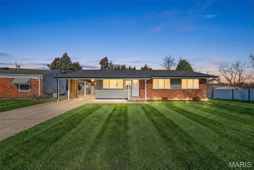 Welcome to this fully updated home in the heart of Florissant offering extensive renovations inside and out. The main level features new 100% waterproof luxury vinyl plank flooring installed throughout, fresh paint, updated light fixtures, new windows, and all new six-panel doors. The fully renovated kitchen is the centerpiece of the home, showcasing quartz countertops, a new island with seating, decorative plank accent wall in the dining area, stylish backsplash, and new cabinetry with hardware. A full suite of matching stainless steel appliances includes a gas stove, dishwasher, microwave, and refrigerator. The kitchen is finished with a black stainless steel large double bowl sink and new garbage disposal.

Major system updates include updated electrical with all permitted work through the city, new smoke detectors, updated plumbing lines with red and blue PEX, and a new water heater with expansion tank for added efficiency and reliability.

The open basement offers freshly painted floors, walls, and ceilings, providing clean, flexible space ready for storage, recreation, or future finishing. Outside, enjoy a fenced backyard with new landscaping in both the front and rear, fresh rock and mulch, and a large barn-style shed featuring a loft, oversized side entry door, front door access, and a thick 16+ inch concrete pad foundation. This home is move-in ready with thoughtful upgrades throughout. Property is Agent Owned.