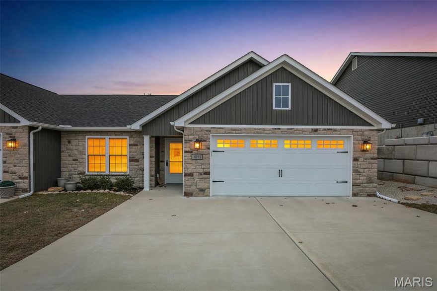 Don’t miss this opportunity to own a beautifully updated, step-free villa offering easy, low-maintenance living. The open floor plan offers a bright, welcoming layout ideal for everyday living and entertaining. The kitchen showcases granite countertops, a large granite center island. All stainless-steel kitchen appliances, including the refrigerator, washer, and dryer stay with the home. An adjoining breakfast room opens to a covered patio, enhanced by two 12x6 privacy fence panels and a peaceful tree-lined backdrop. The spacious primary suite offers a walk-in closet and spa-like bath with double bowl vanity and oversized glass-door shower. Fresh paint throughout provides a clean, move-in-ready feel. An added bonus are the 2-inch plantation blinds throughout the home. Sellers are also including a whole-home water filtration system and water softener, plus an additional refrigerator/freezer in the utility room, Craftsman workbench, storage cabinets, wall tool storage in the oversized 2 car garage, plus the entertainment center in the great room. Enjoy carefree living in an excellent location, just minutes from shopping, restaurants, and major highways. Even the landscaping is maintenance free with rubber mulch and stone and mortar borders! Prepare to be impressed!