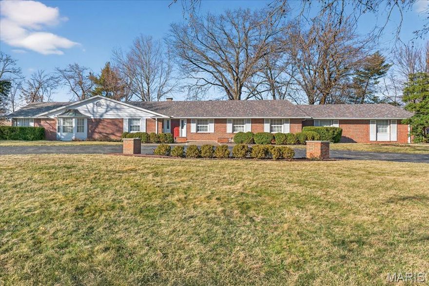 Set on a full acre in the heart of Frontenac, this full-brick ranch presents a rare opportunity to secure a premier homesite in one of St. Louis’ most sought-after locations. Located in an area surrounded by luxury redevelopment, the long-term value here is undeniable. The existing residence offers over 3,700 square feet with 4 bedrooms, 4 full and 2 half baths. This property is ripe for a renovation, fix-and-flip, custom build, or complete tear-down to create your dream home. The size of the lot and surrounding development support multiple paths to maximize value, and it is strategically priced to encourage immediate interest. Located within the Ladue School District (Conway Elementary), with convenient access to major highways, hospitals, and upscale shopping. Property is being sold as-is. Seller to provide no inspections or repairs.
