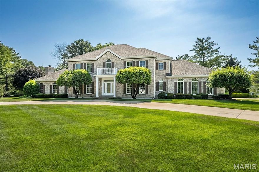 Located in Dunhill, the circle drive and beautiful curb appeal welcome you home.  Leaded glass entry doorleads to a 2 story foyer with hardwood flooring.  There is extensive crown molding, palladian and transom windows add architectural flair.  The game room addition could be an amazing man cave that's not a cave at all, flooded with nautral light and a gas fireplace for cooler days.  The family room has another fireplace, built in shelves, transom windows, wet bar and hardwood floring.  You'll love spending time in the kitchen with an inviting 4 season room to enjoy every seaon.  A rear stair leads to the second level, with hardwood flooring running the hall and into the primary suite. Rest and relax! Tray ceilin,g ensuite bath with tub, separate shower and a commode room complete with a bidet.  2 additional bedrooms share a jack and jill bath, the 4th bedroom is ensuite, a second primary suite guests or your favorite child!  The lower level is versatile, with a huge office space, a rec room with fireplace and a walk behind bar.  There's a cedar closet, a hobby room and a workshop area, definitely room for everyone and enverything here!  The brick patio spans the back of the house and overlooks lush landscaping and a gorgeous yard. This beautiful Clarkson Valley home has easy access to all that Chesterfield Valley has to offer.  Rockwood schools, award winning Kerhs Mill Elementary, and easy highway access.  New roof August this year, inground sprinkler system.