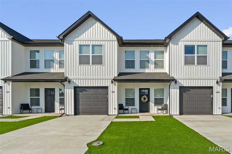 Stunning upscale new construction featuring 42" custom cabinets with crown, granite countertops, and a center island with breakfast bar & walk in pantry. Enjoy an office area, modern lighting, ceiling fans, and upgraded LVP flooring with plush carpet in bedrooms, and a 2nd floor laundry. French doors lead to the spacious primary bedroom with coffered ceilings, walk-in closet, ensuite bath, tile flooring and adult height vanities with granite counters. Bedrooms 2 & 3 are large and include mirrored closet doors. Exterior highlights include, vinyl windows , a fully fenced backyard, astro turf front & back yard, and a1-car insulated garage with garage door & keypad. Community amenities: dog park, walking trails, common ground with horseshoe pits, picnic tables and playground equipment—plus walkable access to local gym, dining shopping and school!