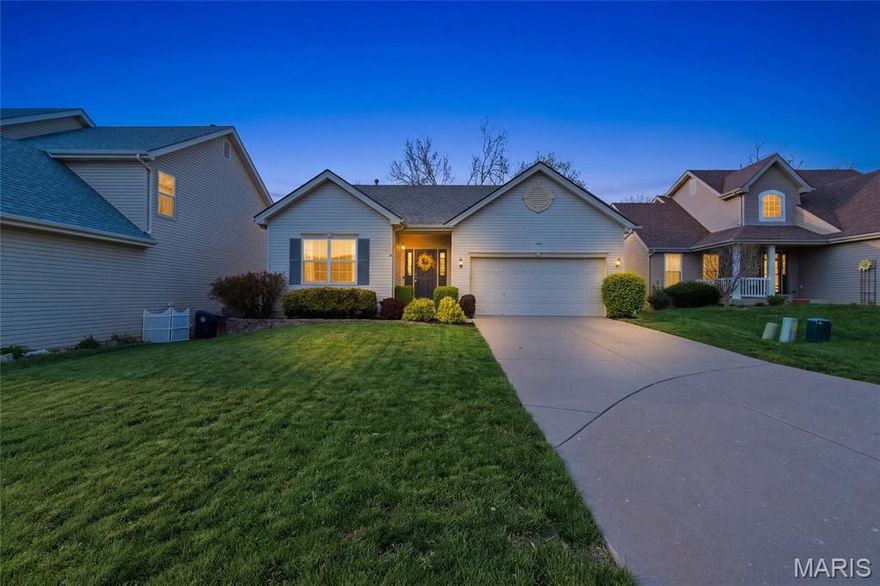 Welcome home to this darling, well-maintained ranch nestled in the highly sought-after Springhurst community in O’Fallon! This inviting property offers the perfect blend of comfort, space, and privacy with 4 spacious bedrooms and 2,225 square feet of total living area. Step inside to an open floor plan featuring a cozy vaulted great room with a gas fireplace—perfect for relaxing or entertaining. The kitchen and main living areas flow seamlessly, creating an ideal gathering space for family and friends. The primary suite is a true retreat, complete with an en suite bath featuring a double bowl vanity and a large walk-in closet. The finished walk-out basement expands your living space with a generous rec area, surround sound speakers for the ultimate home theater experience, a 3/4 bath, and a fourth bedroom—perfect for guests or a private office. Enjoy peaceful outdoor living with a nice deck overlooking a fenced backyard that backs to trees, offering both privacy and scenic views. Tucked away on a quiet cul-de-sac with no through traffic, this home provides a serene setting while still being close to everything Springhurst has to offer and is a short walk to the neighborhood pool & playground! With a new roof, fantastic layout, and move-in ready condition, this home truly has it all!