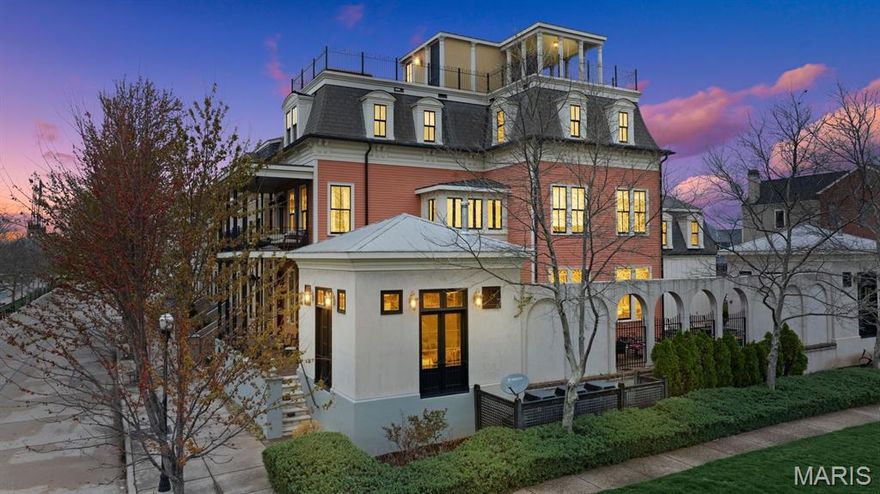 New Town living on the Grand Canal with stunning water views! Boasting over 6000 square feet of the most lavish finishes, every detail has been carefully curated and designed for cozy nights or entertaining a large crowd.  From the sophisticated library, mahogany stairs, doors & trim, temp controlled wine cellar, kitchen w/ an over $36,000 AGA gas range, quartz counters & massive island that opens to the hearth room, this home is truly a masterpiece. 2nd floor offers a master suite w/ his & her bathrooms, & private balcony overlooking the canal. There are two additional bedrooms & two more full baths and a spectacular bunkroom that can sleep four w/ lots of built in storage. 3rd floor has a rec room, a 1/2 bath & another bedroom suite w/ a huge sauna style steam shower. Travel up to the fourth floor and take in the captivating 360 degree views from the rooftop terrace and hot tub!  Lower level is finished complete w/ murphy bed, a 1/2 bath & entertainment center and loads of built in storage.  Every room provides jaw dropping moments!  The convenience of a private, mahagony paneled elevator that services all five floors makes accessability a breeze!  Guest house offers another bedroom & full bath with park views and overlooks the plunge pool and courtyard.  A second building could be a sunroom, studio or office space w/ park & canal views.  There is a four car garage and on top of all that, there is even a golf cart garage!  Exterior feaures solid copper gutters and downspouts, James Hardie Siding, and stunning ironwork.  Your dream house awaits! Be sure to check out the video tour.  Agent owned.