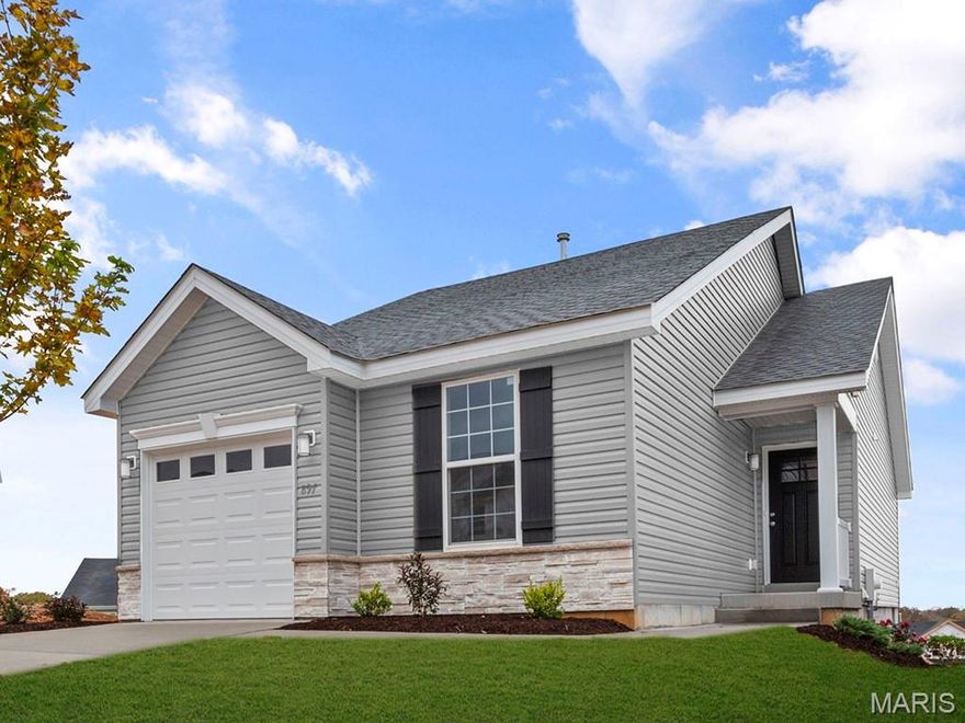 New McBride Homes Summerfield ranch-style 2BR, 1BA will be ready this summer! This cozy cottage is perfect for entertaining! Enjoy vaulted ceilings, 6ft windows & beautiful wood laminate flooring in main areas. The kitchen features level 4 Brellin White 42” tall cabinets, large peninsula w/breakfast bar, & stainless steel GE appliances. The oversized living room includes a ceiling fan & sliding glass door to backyard. The primary suite features a large window, dual closets & a ceiling fan. The shared hall bath has a double sink vanity & 5’ walk in shower. Extra include white two panel interior doors, a ceiling fan prewire in the additional bedroom, main floor laundry, & a one car garage. The lower level includes a ¾ bath rough-in for future finish. St Andrews Meadows offers dog park & walking trails, plus backs to Veterans Memorial Park. Enjoy peace of mind with McBride Homes' 10 year builders warranty and incredible customer service! Similar photos shown.