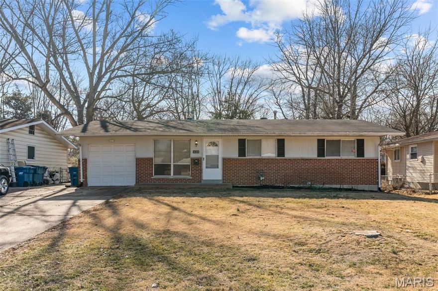 Welcome to this renovated ranch home in Dellwood! You'll be just steps from Bon Oak Park and Dellwood Rec Center, with quick access to I-270, schools, and all of the shops and restaurants along W. Florissant Avenue. A brick front adds curb appeal and leads you inside to the bright living room with hardwood floors, a dining area, and charming window into the kitchen. You'll have brand new cabinets, counters, and luxury vinyl plank floors. All three bedrooms have hardwood floors, and the bathroom has been updated with new flooring, a tile-surround tub, vanity, lighting, and fixtures. There's plenty of room for storage in the unfinished basement. Enjoy the weather on the large patio overlooking the fenced backyard, shaded by trees. Schedule your showing today! Please note: this home cannot be used as a rental due to Dellwood restrictions.