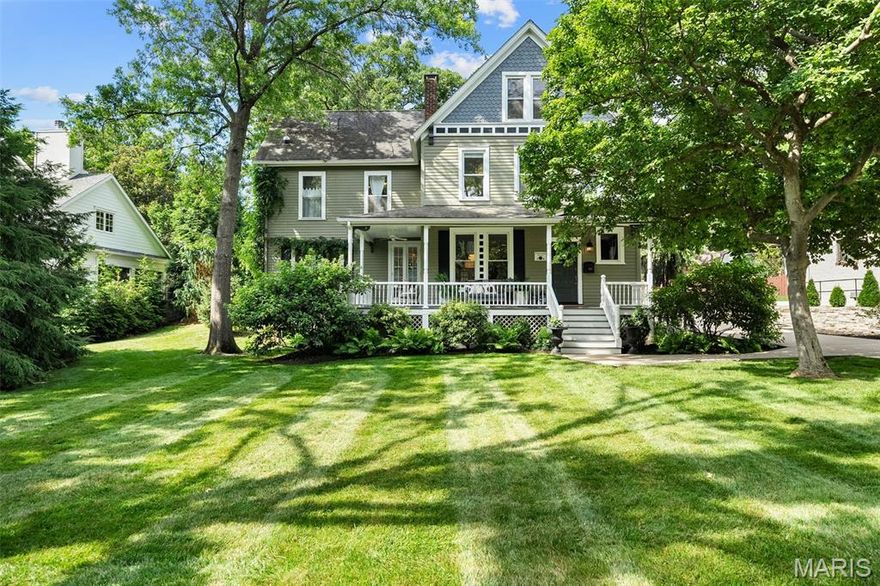 Welcome to 618 Oakwood Avenue, a stunning 5-bedroom, 4-bath Victorian beauty located in the heart of Webster Groves! Situated on a spacious 1/3-acre lot, this beautifully renovated home is the perfect blend of timeless charm and modern functionality. The inviting wrap-around front porch sets the tone for relaxed living and friendly gatherings. Step inside to find a cozy living room with custom built-ins, opening seamlessly into a light-filled and expansive kitchen, dining, and family room. The chef’s kitchen boasts a massive marble-topped center island, walk-in pantry, and breakfast nook —all flowing effortlessly to a large patio, perfect for entertaining or simply enjoying your private backyard retreat, complete with beautifully landscaped greenspace and 1-car garage. Upstairs, the luxurious primary suite offers a true escape with a huge walk-in closet, spa-like en suite bath, and a private balcony—perfect for sipping your morning coffee or relaxing at sunset. Three additional bedrooms and another full bath offer plenty of space for family or guests. The third floor features a versatile fifth bedroom—ideal as a home office, playroom, or creative studio. The finished lower level provides even more living space and a full bath, making it perfect for a home gym, media room, or guest suite. All of this just steps away from the best dining, shops, and charm of downtown Webster Groves—this home truly has it all!