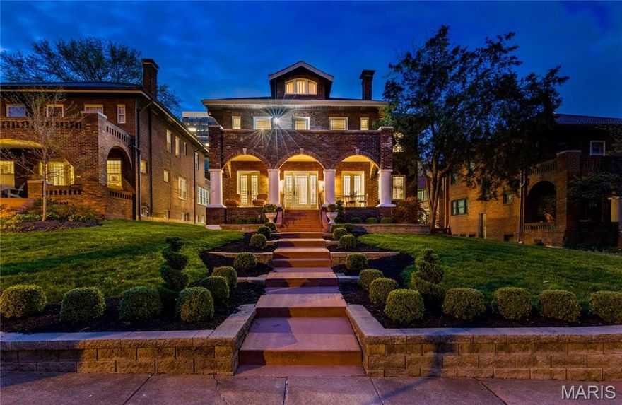 Architecture, stature & history, County Club Court. Located in the heart of Clayton where urban living cradles timeless luxury. Renaissance Revival style showcasing finest in old-world craftsmanship. Soaring ceilings, elegant entry, living room w/hand carved fireplace surround created in 1920's by an Italian tile maker w/formal dining room, crystal chandelier, built in custom hutch, Kitchen offering center island, high-end appliances, perfectly designed with the Iron Chef in mind. Family room overlooking the back deck, first floor suite w/full bath, 2nd floor primary suite w/heated tile floors, custom walk-in closet, laundry, stunning windows. Front of home has 2nd story balcony to refresh & relax. 2 car attached garage for convenience. All new Pella windows/doors. Every inch of this home has been touch w/care & refinement preserving the rare distinctive treasures. The home was built in an era of pride in craftsmanship the pinnacle of executive living, live the life you've dreamed of.