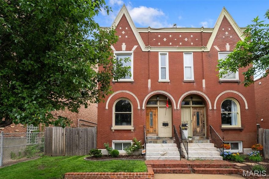 2815 Arsenal has a whole lot more in its arsenal than just a good location ;) Built in 1903 and still *very* much in its prime, this beautifully renovated 3 bed, 3 bath Benton Park dreamer brings together historic charm, functional living space + enough exposed brick to make your Pinterest board nervous. With over 2300 sqft of living space, this one somehow manages to feel both impressive + incredibly livable at the same time. Step inside + find gorgeous original hardwood flooring, a decorative fireplace + a newly replaced historic front window that lets natural light pour through the main living area. The open floor plan flows effortlessly into the dining space, making it perfect for hosting dinner parties, game nights or pretending you’re finally going to start using those linen napkins. The kitchen keeps the historic character alive with exposed brick, black tile backsplash, granite countertops, stainless steel appliances, walk-in pantry + bar seating perfect for morning coffee or your kids inevitably hovering while you cook. A powder bath on the main level makes entertaining even easier. Down the hall, you’ll find another living space/den flooded with natural light + a private office enclosed by a glass-paneled sliding barn door that honestly deserves its own LinkedIn profile picture. Upstairs is where this home really starts showing off. Three spacious bedrooms feature hardwood flooring, oversized windows + large closets, while the two guest bedrooms are connected by a jack-and-jill bath, including one bedroom complete with its own fireplace. The primary suite is the true heavy hitter with recessed lighting, massive windows, walk-in closet + a spa-like en-suite built for unwinding after a long day. Upstairs laundry keeps everyday life easy and yes, your knees will thank you later. Outside, the newly landscaped backyard and sunken patio create the ultimate city entertaining space with fresh mulch, rock landscaping, room for the dogs or kids to run around + plenty of potential for your green thumb. Big ticket items are covered too with 2025 tuckpointing, roof patching, updated alarm system, new water heater in 2026, HVAC within the last five years, updated fencing + more. Minutes from Benton Park Cafe, Venice Cafe, Frazer’s, sporting events, downtown, parks + yes… golf cart rides around the neighborhood are very much a thing here. Cheers!