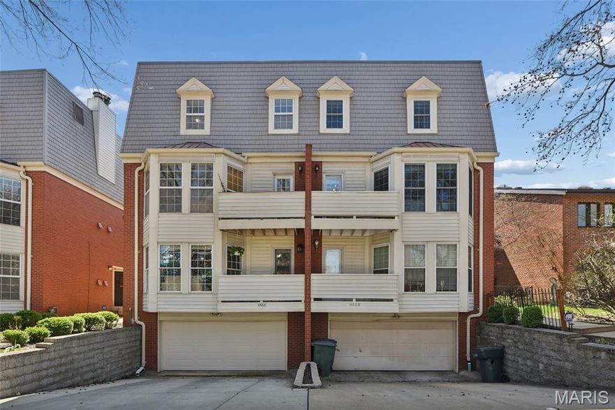 Welcome to this charming condo in the historic Central West End neighborhood! This beautifully updated 2-bedroom, 2-bath main floor condo is within walking distance to the all the amazing restaurants, entertainment and shops! Minutes away from WashU Medical Campus, Barnes, WashU, Children's hospital and Forest Park! As you enter, you will love the open floor plan with LVP flooring throughout. Kitchen with breakfast bar, solid surface countertops and custom cabinetry w/ large pantry. Newer stainless-steel appliances! Spacious living room/dining room with gorgeous wood-burning fireplace & bay window that leads to the private balcony. Perfect for morning coffee or evening wine. As you make your way down the hall, there is a linen closet and a generous-sized bedroom w/ triple closets! Full bath and main floor laundry finish the main floor. Upstairs you will find a spacious primary bedroom with walk-in closet.  Gorgeous primary bath with double sinks. This unit has a deck just off the main floor bedroom that is perfect for BBQ or entertaining. The private community pool is just steps away- your personal oasis for relaxation and leisure! Fenced in backyard!  Downstairs you will find a spacious storage room & two parking spaces (one covered garage space, one in the driveway). Condo fee incl- landscaping/lawn, snow removal, pool, water, sewer & trash.