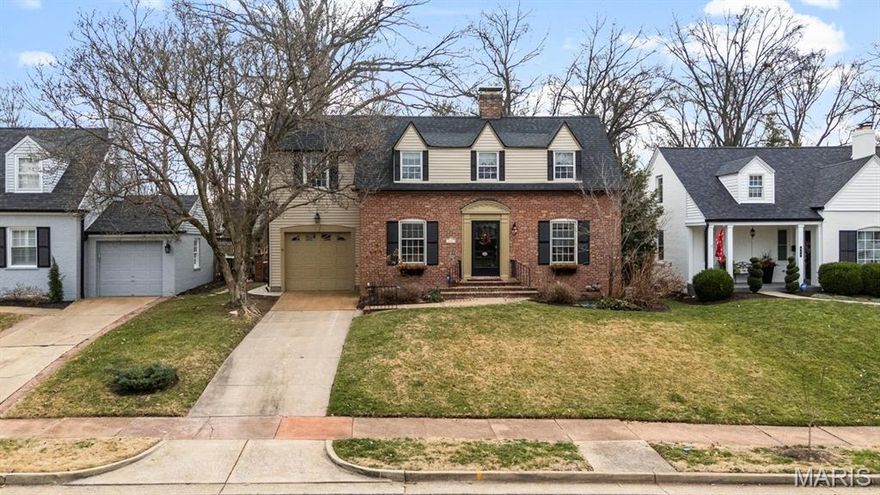 Welcome to this charming, brick 1.5 story in beautiful Webster Groves — a well-maintained home filled with warmth and character. Set in a well-established neighborhood with lovely curb appeal, this 3-bed, 2.5-bath home offers 3,000 + of square footage. Step inside to find rich hardwood floors, special millwork, and spacious rooms that create an inviting flow throughout. The living room features a cozy fireplace with built-in shelving, while the separate dining room opens to a bright kitchen with glass paneled cabinets, granite countertops, and plenty of storage. The primary suite includes two custom Closet Co-designed closets, and spacious ensuite bath with dual vanities and laundry hookups. The flexible layout includes oversized rooms that could serve as a fourth bedroom or private suite. Enjoy outdoor living in the screened-in porch, on the patio, or the professionally landscaped yard—perfect for entertaining or relaxing. The backyard even features a basketball court! Additional highlights include a partially finished basement with a sleeping area, new roof (2024), new siding (2025), and new windows in the family and primary bedrooms (2023). Walkable to local schools and the bus stop, this beloved home—cherished by the same owner for over 30 years—offers timeless appeal and charm in a truly special Webster Groves setting.