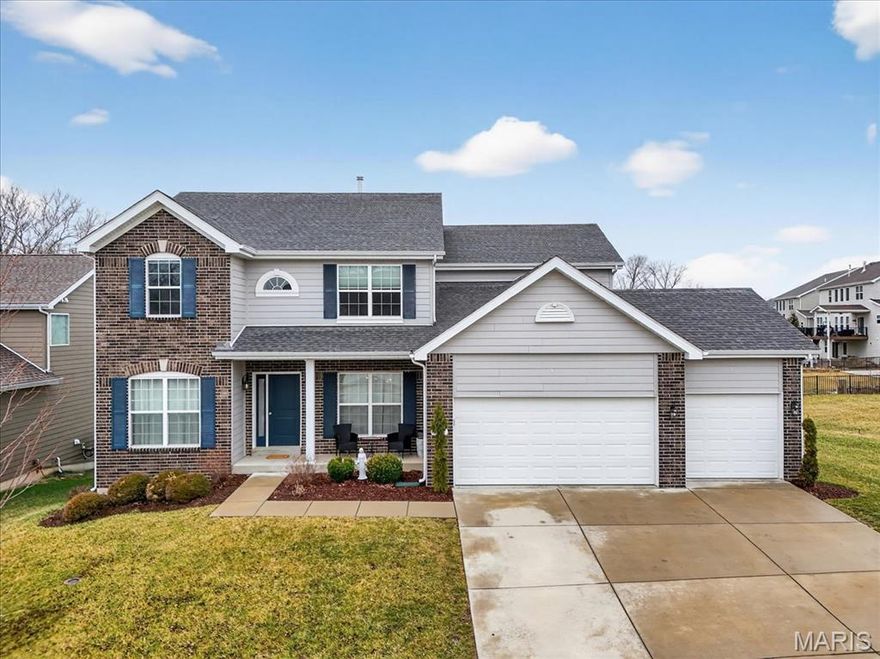 The moment you step inside, you will want to call this house "home."  Located in the highly sought- after Fienup Farms subdivision, this stunning 2-story home backs to common ground, offering both privacy and beautiful views of nature. You will be welcomed by 9-foot ceilings and abundant natural light throughout this spacious 5-Bedroom, 3.5-Bath home. The gorgeous Kitchen is a true showpiece, featuring Quartz countertops, 42-inch cabinetry, double ovens, and Stainless Steel appliances-perfect for everyday living and entertaining. Upstairs leads you to a luxurious primary suite with a spa-like Bath, complete with dual sinks, a soaking tub, and a separate walk-in shower. Three additional generously sized Bedrooms and a full Bath complete the upper level. The stunning finished walk-out lower level enhances your living space with a home Gym, private Office, additional Bedroom and full Bath- seamlessly blending comfort and versatility. Located within highly rated Rockwood schools, this home is just minutes from premier shopping, dining, and offers convenient access to Highway 40.  Residents of Fienup Farms enjoy incredible amenities including fishing, pickleball courts, pavilions, playgrounds, and a charming 26 acre lake surrounded by walking and jogging trails.  This is truly a must-see home offering luxury, space, and an unbeatable community lifestyle.