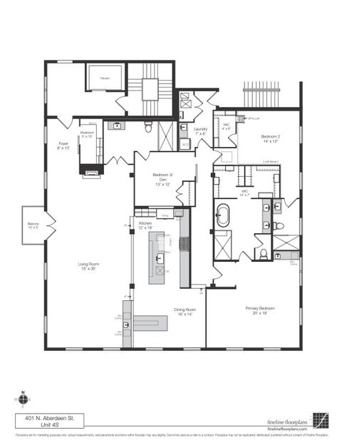 Tiny photo for 401 N Aberdeen Street #4S, Chicago, IL 60642 (MLS # 12500419)