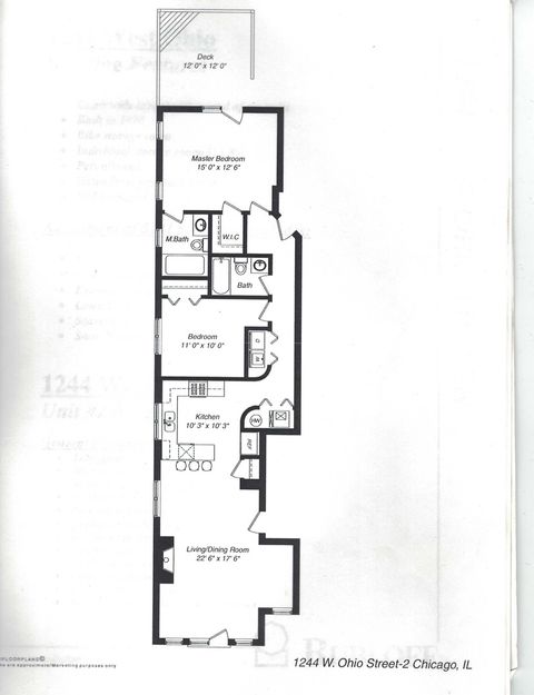 Tiny photo for 1244 W Ohio Street #2W, Chicago, IL 60642 (MLS # 12482131)