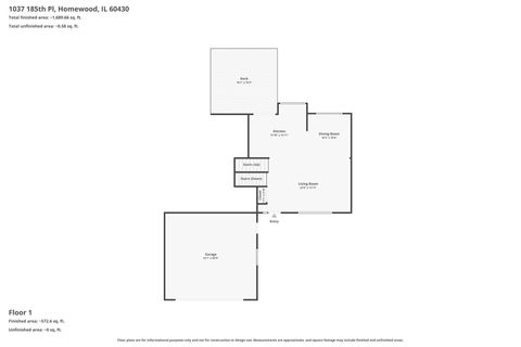 Tiny photo for 1037 185th Place, Homewood, IL 60430 (MLS # 12634760)