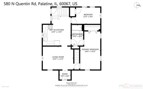 Tiny photo for 580 N Quentin Road, Palatine, IL 60067 (MLS # 12604050)