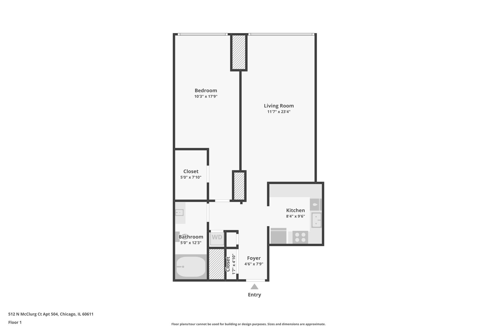 Chicago, Illinois 60611, United States, 1 Bedroom Bedrooms, ,1 BathroomBathrooms,Residential,Active,211157