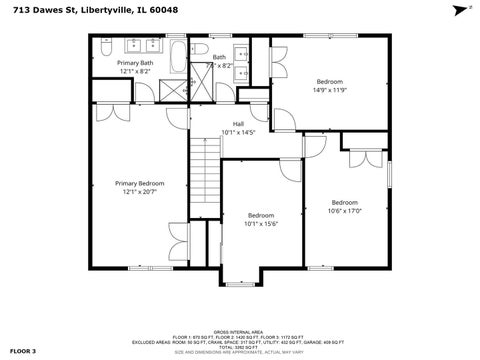 Tiny photo for 713 Dawes Street, Libertyville, IL 60048 (MLS # 12728160)