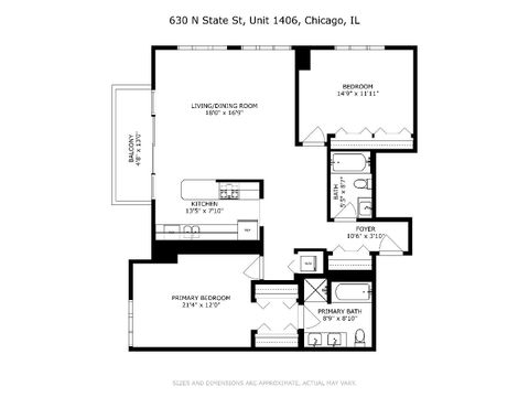 Tiny photo for 630 N State Street #1406, Chicago, IL 60654 (MLS # 12483527)