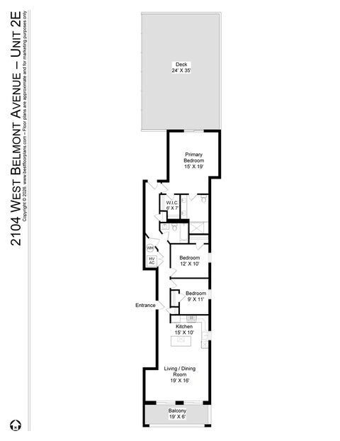 Tiny photo for 2104 W Belmont Avenue #2E, Chicago, IL 60618 (MLS # 12709492)