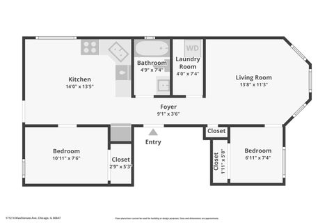Tiny photo for 1712 N Washtenaw Avenue #2F, Chicago, IL 60647 (MLS # 12620685)