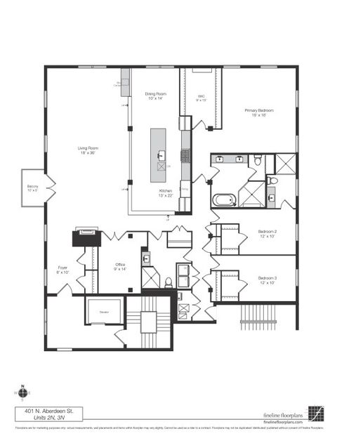 Tiny photo for 401 N Aberdeen Street #2N, Chicago, IL 60642 (MLS # 12550962)