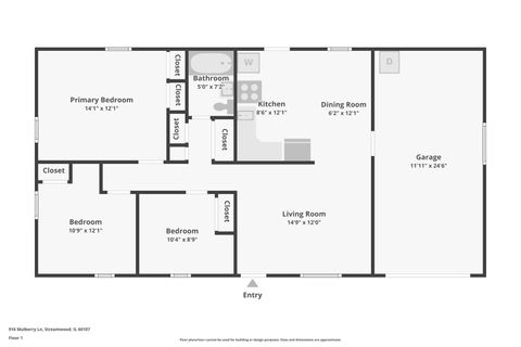 Tiny photo for 916 Mulberry Lane, Streamwood, IL 60107 (MLS # 12593259)