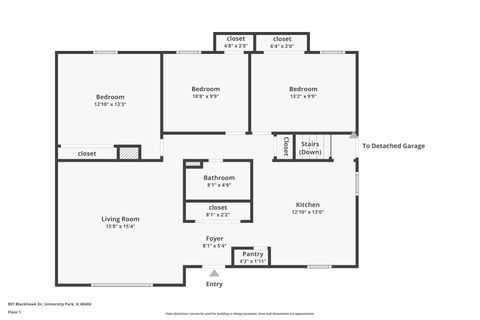 Tiny photo for 807 Blackhawk Drive, University Park, IL 60484 (MLS # 12556686)