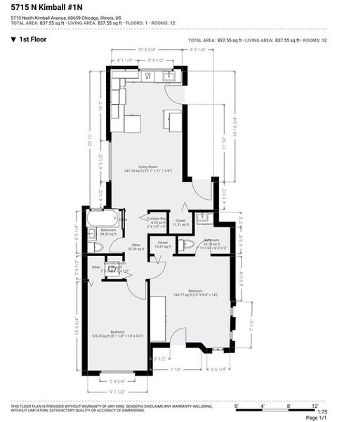 Tiny photo for 5715 N Kimball Avenue #1N, Chicago, IL 60659 (MLS # 12490059)