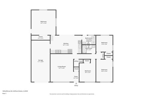 Tiny photo for 1450 Jefferson Road, Hoffman Estates, IL 60169 (MLS # 12657134)