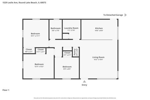 Tiny photo for 1529 Leslie Avenue, Round Lake Beach, IL 60073 (MLS # 12589223)