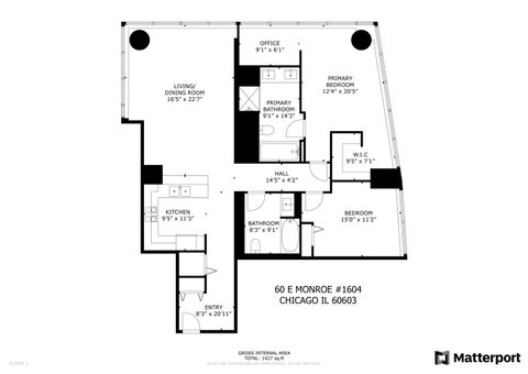 Tiny photo for 60 E Monroe Street #1604, Chicago, IL 60603 (MLS # 12386155)