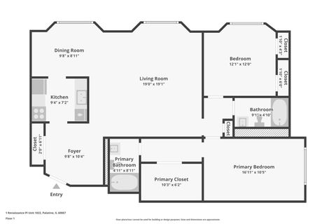 Tiny photo for 1 Renaissance Place #1022, Palatine, IL 60067 (MLS # 12620457)