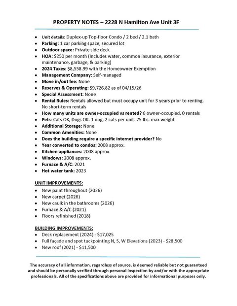 Tiny photo for 2228 N Hamilton Avenue #3F, Chicago, IL 60647 (MLS # 12620609)