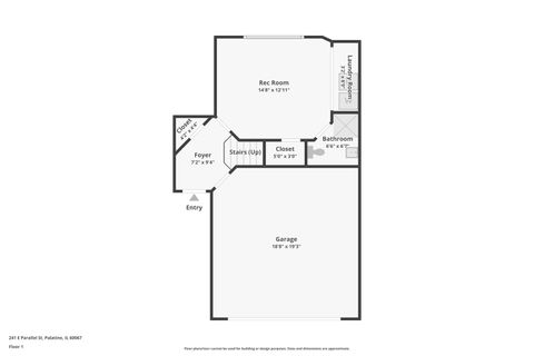 Tiny photo for 241 E Parallel Street #1A, Palatine, IL 60067 (MLS # 12619342)