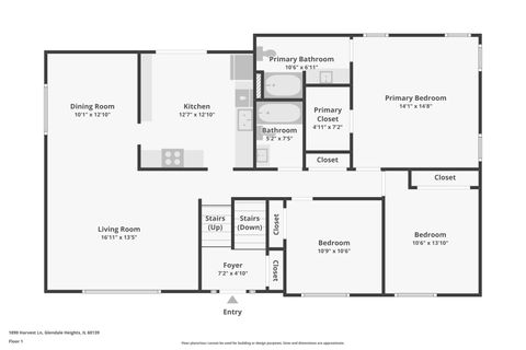 Tiny photo for 1890 Harvest Lane, Glendale Heights, IL 60139 (MLS # 12477640)