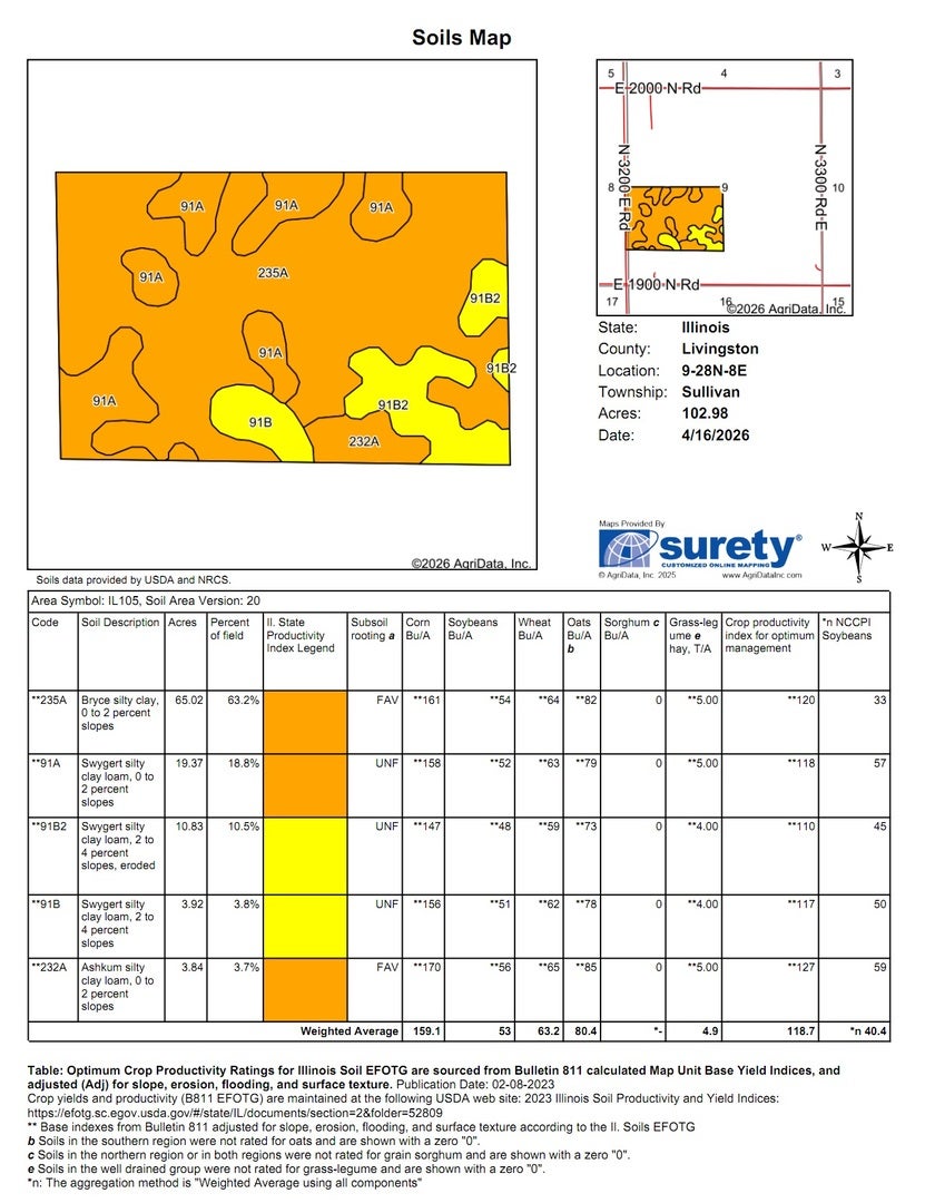 102 acres +/- E 1900 North Road