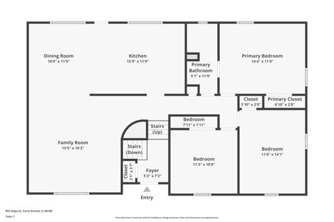 Tiny photo for 852 Napa Street, Carol Stream, IL 60188 (MLS # 12517039)