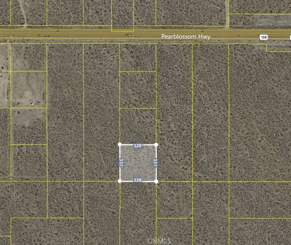 2.5 acres of prime land, just off Pearblossom Hwy! This lot is within the path of growth, sitting between Palmdale and Victorville. Recent improvements have been made to this section of Hwy 138. The parcel is also situated just east of Pearblossom's main commercial strip. The lot is believed to be zoned for agricultural uses, allowing for a variety of home-based businesses. Solar farms may also be permitted (buyer to verify). This lot is well-suited for someone looking to build a nice ranch home, with the additional potential to create a home-based business. Nice view of the mountains facing south. Great opportunity, check it out today!