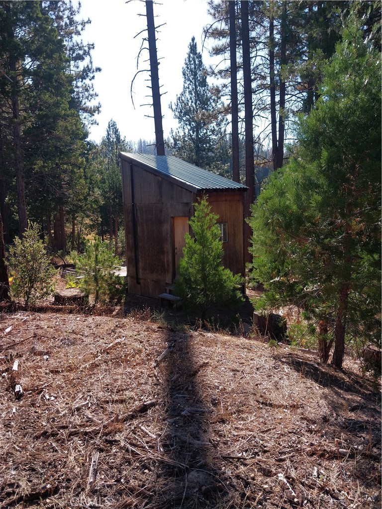 High Sierra Meadows (Arnold Meadow) another fabulous listing up in the forest. An hour from Oakhurst surrounded by national forest. Just under an acre parcel includes storage building, phone available, community water, and septic. There is an unfinished deck and water has been plummed to the storage building. Peek a boo views of the meadow from the storage building. A large community pond for swimming or fishing. Hillside with lot, with plenty of buildable space. Several logs on the property ready for milling or for your fire pit burning. This area is the best kept secret for those who like seclusion, remoteness and much cooler temperatures. Only a few miles to Lower Chiquita Creek camp ground for fun in the sun. Seasonal access