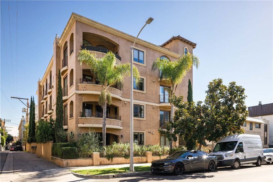 This beautiful condo offers 2,379 SqFt, 3 bedrooms, a large office that could possibly be used as a bedroom, 2.5 baths, and an oversized balcony -- a perfect blend of style and functionality. The open-floor plan creates an inviting ambiance with high ceilings adorned with recessed lighting, elegant French doors, and hardwood floors. Fully shelved closets and a huge built-in wall cabinet offers ample room for organization, while the gourmet kitchen, complete with a center island, a wine cooler, and high-end built-in appliances add opulence.  The laundry room has a washer and dryer with shelving for storage.  The master bedroom features a fireplace, a sizable walk-in closet, and a master bathroom with double vanities, a soaking tub, and a separate shower.
Experience convenience with a keyed elevator that opens directly into your unit on the third floor of a code-accessed building. The unit has been prewired for security and has three cameras installed if you choose to connect with Wi-Fi distant observation. The gated subterranean garage offers storage and two dedicated parking spaces for each unit, along with three spots for guests and two for handicaps.  The building is nestled within an exclusive eight-unit Mediterranean enclave at the heart of Beverly Hills/WEHO, just a short walk to Cedar Sinai hospital, Beverly Center, Restaurant Row, Third Street, and the Grove.
MOTIVATED SELLER -Contact us today to schedule a showing and discover all that this condo has to offer.