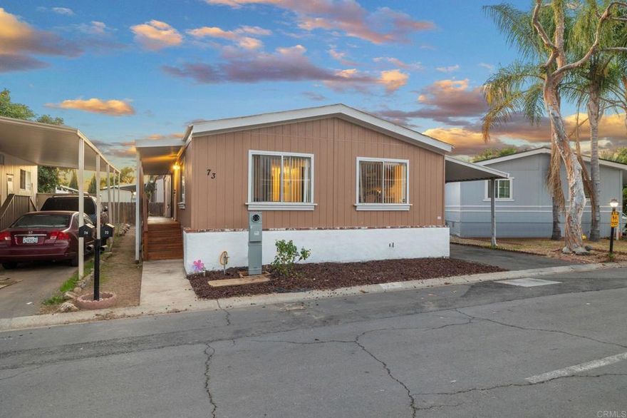 Step into an exceptional opportunity with this affordable manufactured home in an all-ages park that truly stands out as the best value in Escondido. This delightful property not only offers comfortable living but also grants you access to a superb array of park amenities including a clubhouse for gatherings, a refreshing pool for endless enjoyment, green areas for outdoor leisure, a convenient self-serve car wash, and even a gym to keep you fit and active. Inside, you'll find a spacious and welcoming living space, complemented by a well-equipped kitchen, comfortable bedrooms, and a private outdoor area for relaxation. With a prime location that grants you easy access to nearby shopping, dining, and entertainment options, this home is the ultimate fusion of comfort and affordability. Schedule a showing today!