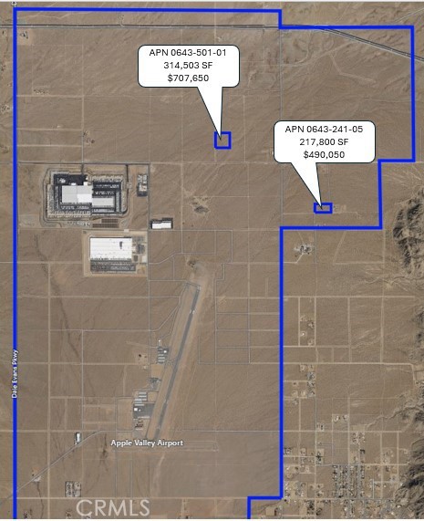 7.22 Acres in The North Apple Valley Industrial Specific Plan area. Zoning allows for a broad range of clean manufacturing and warehousing uses, ranging from furniture manufacture to warehouse distribution facilities. Generally flat and unconstrained land which attributes combine to make the Specific Plan area an ideal site for a wide range of industrial, commercial, institutional, office, and airport-related uses.