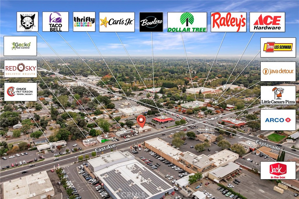 This versatile property, located at 173 East Ave in the heart of Chico, CA, offers a prime opportunity for an owner-user in a trade or service industry. Previously was an Auto Repair-Specialty business. The property sits on a 9600 square foot lot with a 3600 square foot building, ideal for a variety of commercial uses. This single-story structure offers a functional layout for office space, workshop and storage. Additional Storage structures make this property ideal for many different uses. The location is a significant advantage, leased advertizing billboard on top makes it highly visible for customers and clients. Situated in a bustling area with convenient access to local amenities. Flexible zoning for potential future development. Don’t miss out on this excellent opportunity to own a piece of CHICO's growing business community! "