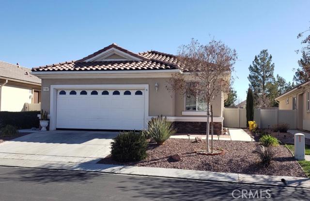 Come enjoy senior living in the sought after Del Webb community in Apple Valley. This 55+ community has plenty of features to keep you busy. Golf course to keep your golfing game strong. Pool, game room, classes to keep you busy and tons of community events as well. This home offers nicely sized bedrooms as well as the bonus room all with ceiling fans. There is a private hallway leading to the master bedroom, that has a large window allowing for natural light, mirrored closet door and a nicely sized bathroom. This spacious bathroom offers dual sinks, towel racks, lots of storage along with a walk-in shower. The living room is large with wood floors and has plenty of natural light, with a sliding glass door leading to the backyard. The living room opens into dining room and kitchen which has a lot of cabinets. In-door laundry room right off the kitchen leads to the 2 car garage. The side door in the garage leads to the fully landscaped backyard with covered patio This 55+ community is minutes away from the Jess Ranch Marketplace with restaurants, shopping and entertainment for all. # of RV Spaces: 0 Special Features: ,,PTRYPOOL,CLUB,SPA,TENN,GYM,GOLFFireplace Features: Heat-O-Later Lot Location Type: Standard Location Special Features: Cable TV,Garage Door Opener # of Attached Spaces: 2 # of Detached Spaces: 0