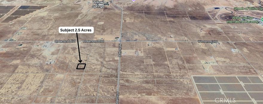 Explore the possibilities with this 2.5-acre parcel, ideally flat and usable for a range of projects. Perfectly suited for building a private ranch, this property is conveniently located just off Rosamond Blvd. It offers expansive panoramic views of the valley and mountains, enhancing its serene rural appeal. A great investment opportunity, enjoy proximity to Willow Springs Racetrack and easy access to the nearby towns of Rosamond, Lancaster, and Tehachapi, CA.
