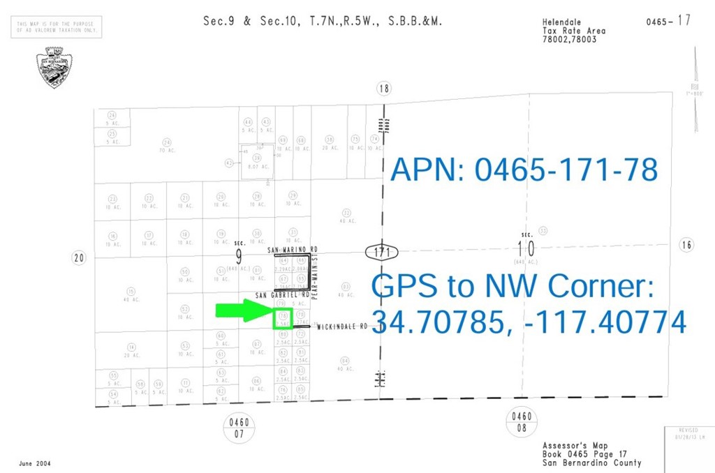 2.5 Acres (APN: 0465-171-78) GPS: 34.70785, -117.40774 This 2.5 acre property is located in Helendale Rd. Helendale is located in San Bernardino County between Victorville and Barstow. The property is Rural Living 5 Ac Minimum (RL-5). The primary use is residential homes, some of the other permitted uses within this zoning are: accessory crop production and agricultural accessory structure. Commercial renewable energy facilities are permitted in RL zoning according to the San Bernardino Development Code. Whether you aspire to build your dream single-family home or yearn for a tranquil camping getaway amidst picturesque surroundings, this zoning offers endless opportunities for relaxation and outdoor excitement. Residential electricity is approx 2.7 miles west of the property. The property sits within an CDFI Opportunity Zone. Buying land in a CDFI Opportunity Zone may offer access to significant tax incentives, like deferring or reducing capital gains taxes. Plus, investing in these zones helps revitalize underserved areas, boosting property values as the community grows. As development in these zones increases, your land could appreciate in value, giving you both immediate tax savings and long-term growth potential. This property does not yet have an address. While the boundary lines on the map offer a glimpse, they are only approximate. A Buyer should verify boundaries, zoning and utilities, ensuring every aspect aligns with their vision for the property.